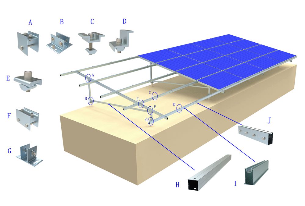 Sistema di montaggio a terra solare paesaggistico